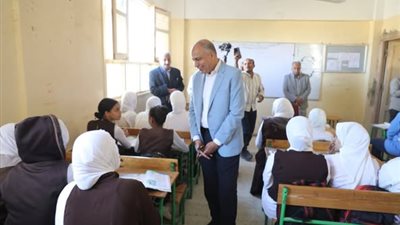 محافظ المنيا يتابع العملية التعليمية بمدرسة البرشا الإعدادية المشتركة بملوي
