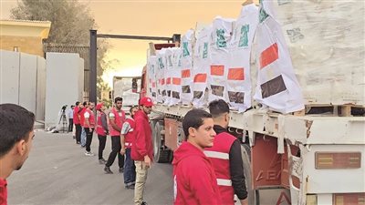 عبور 400 شاحنة مساعدات من «كرم أبوسالم» و«العوجة» 
