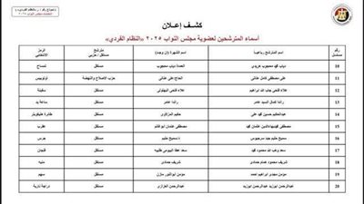 الوطنية للانتخابات تُعلن الكشف المبدئي لأسماء مترشحي الفردي في الدوائر الثمانية بمحافظة سوهاج