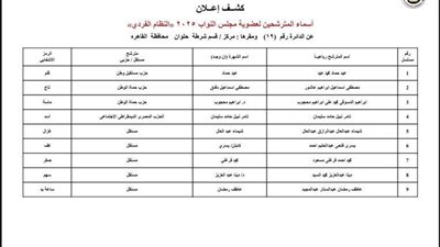 ننشر القائمة المبدئية للمرشحين على النظام الفردي بـ19 دائرة انتخابية في القاهرة