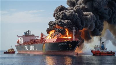 انفجار ضخم بسفينة غاز كاميرونية في خليج عدن وإصابة 24 وفقدان شخصين