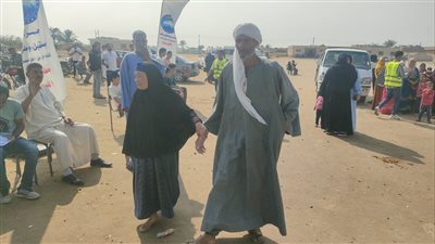 زوجان مسنان يدليان بصوتيهما بلجان طامية في الفيوم 