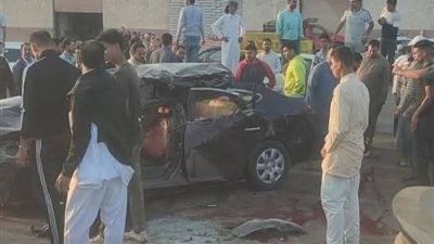 مصرع 3 شباب وإصابة آخر في تصادم بين سيارتين بأبو المطامير في البحيرة