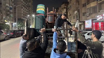 محافظة الجيزة تشن حملة ليلية على المقاهي والتعديات بشارع الشيشيني والمريوطية فيصل