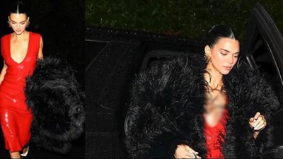 كيندال جينر تخطف الأنظار بالأحمر عشية عيد الميلاد