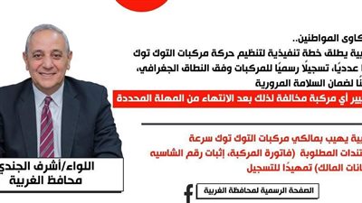  محافظ الغربية يطلق خطة تنفيذية لتنظيم حركة مركبات التوك توك