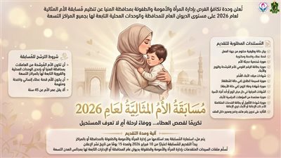 فتح باب التقدم لمسابقة «الأم المثالية» لعام 2026 لموظفات المحليات بالمنيا 