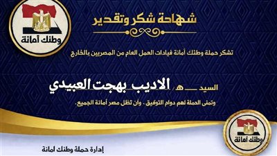 حملة وطنك أمانة تُكرم قيادات العمل العام من المصريين بالخارج 