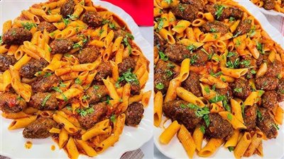 طريقة عمل طاجن مكرونة بالكفتة في الفرن