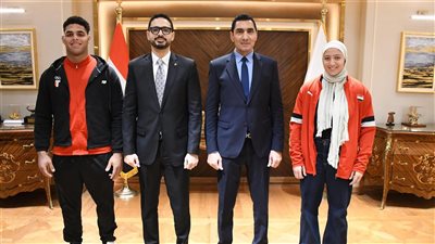 وزير الشباب والرياضة يكرم صفا سليمان وعمر الرملي بعد بطولة العالم للجودو 