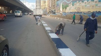 طلاء البردورات بشارع المعهد الديني بدمنهور