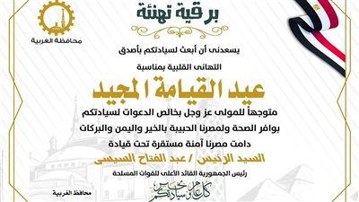 محافظ الغربية يهنئ قداسة البابا تواضروس الثاني بعيد القيامة المجيد