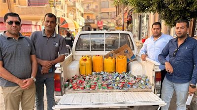 ضبط زيوت طعام معاد تدويرها وتونة مجهولة المصدر بالفيوم 