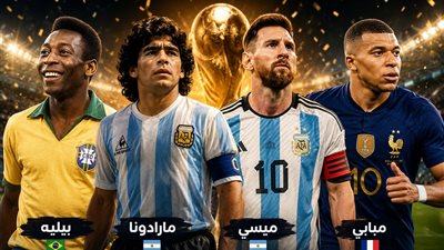 بيليه ومارادونا وميسي ومبابي..أساطير صنعتها ليالي المونديال