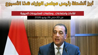 أبرز أنشطة رئيس مجلس الوزراء هذا الأسبوع .. إنفوجراف