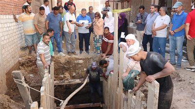  تسريب بخط طرد صرف صحي خلف مساكن المطحن بمدينة الفيوم