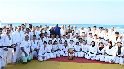 وزير الرياضة ورئيس الشركة المتحدة ورئيس اتحاد الجودو يشهدون فعاليات استضافة أسطورة الجودو العالمي تيدي راينر