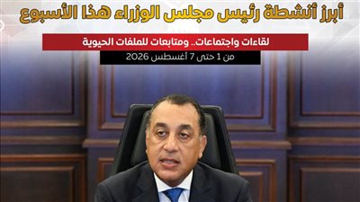 أبرز أنشطة رئيس مجلس الوزراء هذا الأسبوع... إنفوجراف