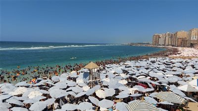 إقبال كبير على الشواطئ بالإسكندرية تزامنًا مع 
