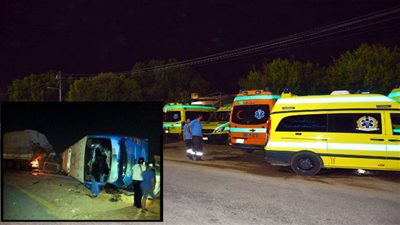 ليلة دامية على محور الضبعة.. مصرع 3 وإصابة 51 في تصادم أتوبيس وسيارة نقل