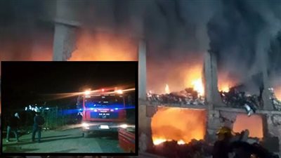 بدأ بمخزن وامتد إلى المصنع..السيطرة على حريق هائل في مصنع أخشاب بالشرقية