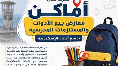 خريطة معارض المستلزمات المدرسية بالإسكندرية